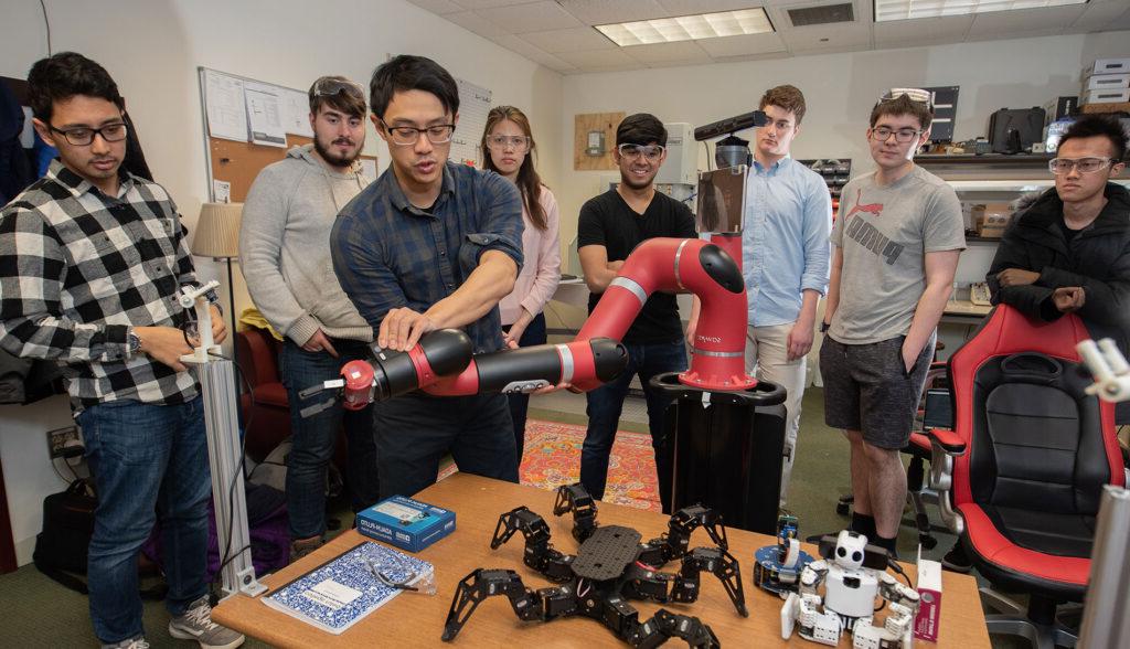 students in engineering lab